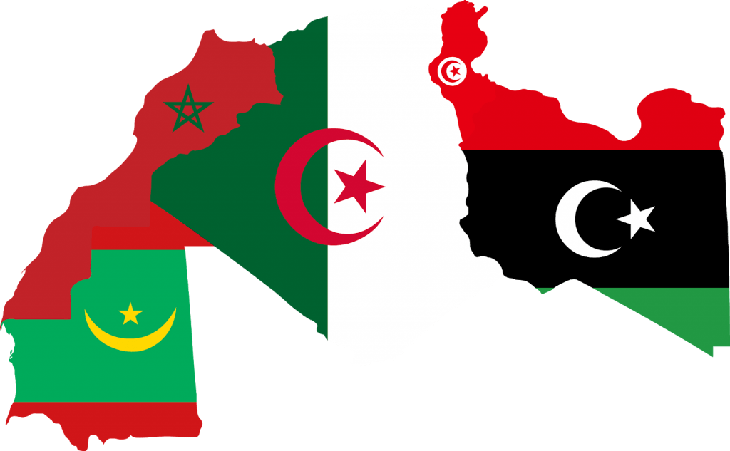 Map Algeria Morocco Tunisia Libya Mauritania