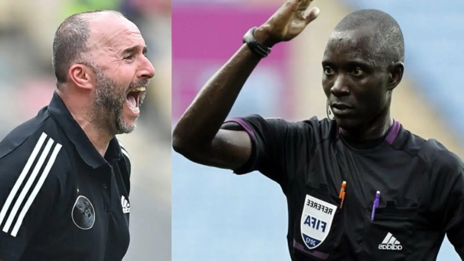 مدرب المنتخب الجزائري يلتقي بشكل مباشر مع الحكم غاساما ويقول له أنت حكار