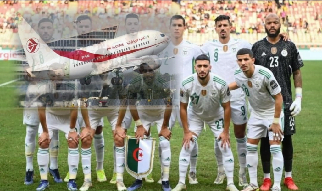 شوهة وبالصورة نفاذ وقود طائرة المنتخب الجزائري وهبوط اضطراري لاتفاذ الموقف