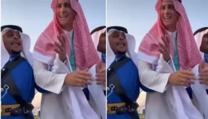 ياسين بونو يرقص على أنغام الأغنية السعودية ويرتدي اللباس الخليجي