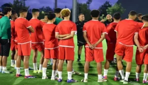 المنتخب المغربي في حصة تدربية سابقة