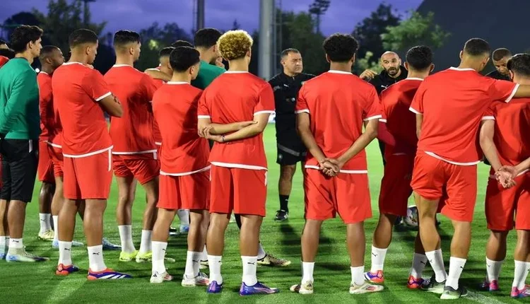 المنتخب المغربي في حصة تدربية سابقة