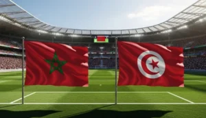 المنتخب المغربي يواجه تونس - صورة الذكاء الاصطناعي -
