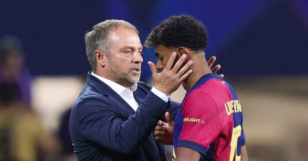 مدرب نادي برشلونة رفقة لامين يامال