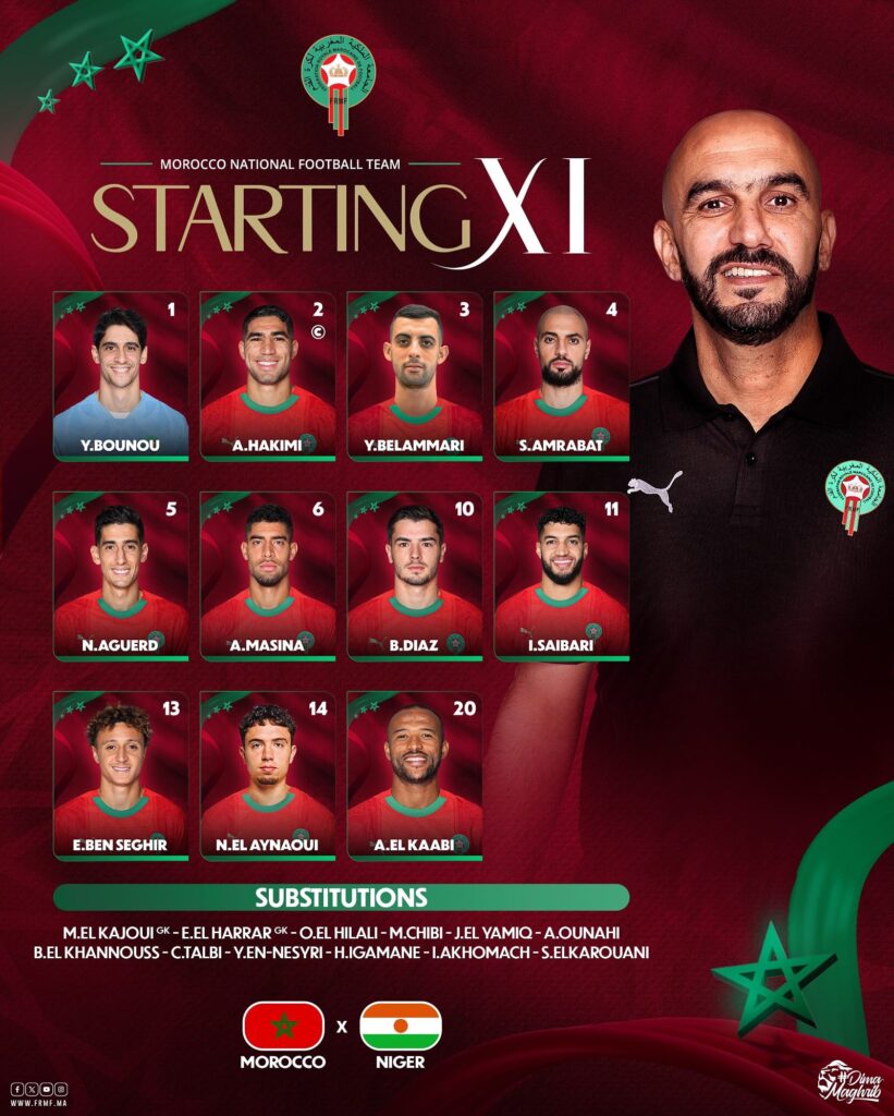 عاجل.. تشكيلة المنتخب المغربي الرسمية أمام النيجر 2 G0GecW XYAA VxH