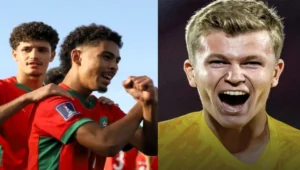 ياسين جاسم وحارس المنتخب الفرنسي للشباب
