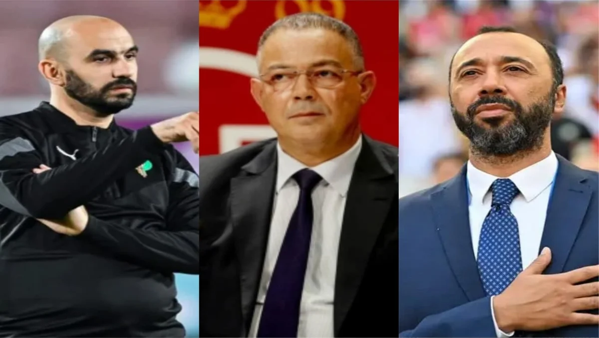 فوزي لقجع والركراكي والسكتيوي في صورة مركبة