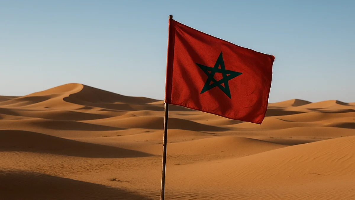 علم المغرب وسط الصحراء المغربية ـ تعبيرية ـ