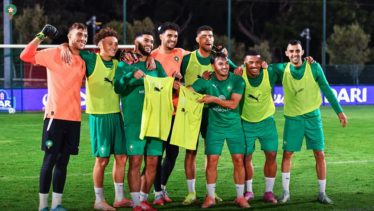 لاعبو المنتخب المغربي في حصة تدريبة ـ موقع الجامعة ـ