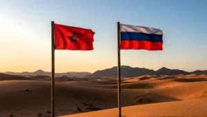 الصحراء المغربية وعلمي المغرب وروسيا ـ تعبيرية ـ