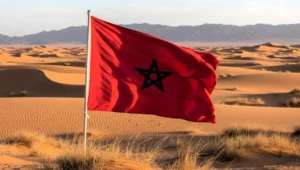 العلم المغربي وسط الصحراء المغربية ـ تعبيرية ـ