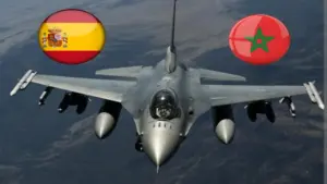 طائرة حربية وعلمي المغرب وإسبانيا