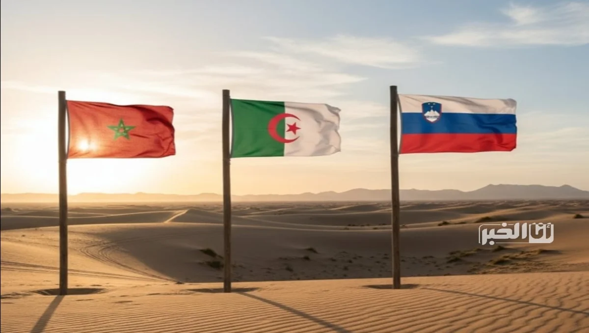 أعلام سلوفينيا والمغرب والجزائر