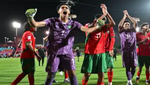 فرحة المنتخب المغربي بعد التأهل أمام مالي/ المصدر: الجامعة