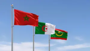 أعلام المغرب وموريتانيا والجزائر