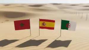 أعلام المغرب والجزائر وإسبانيا