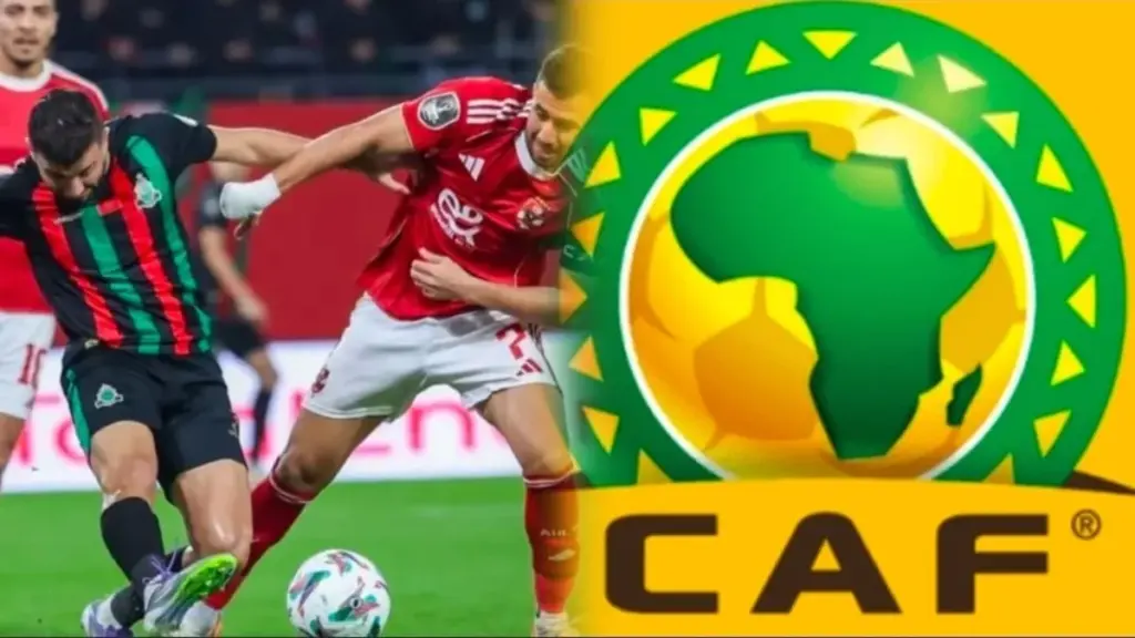 من مباراة الجيش الملكي أمام الأهلي وشعار الكاف