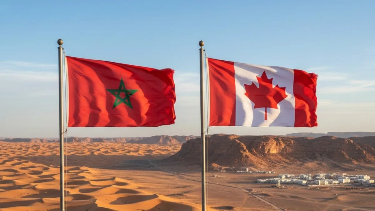 علمي المغرب وكندا بخلفية الصحراء
