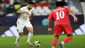 من مباراة المنتخب المغربي وعمان: المصدر /الجامعة الملكية