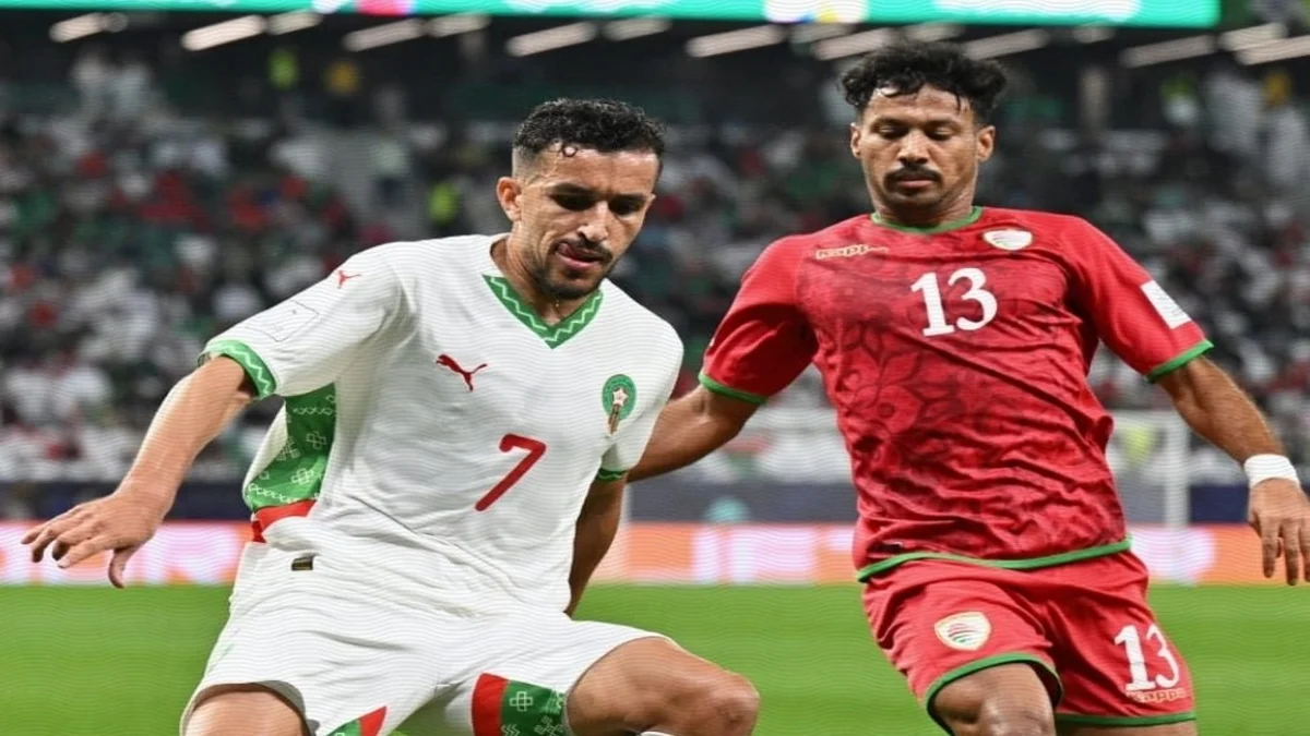 من مباراة المنتخب المغربي وعمان