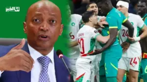 رئيس الكاف ولقطة من مباراة المغرب والسنغال