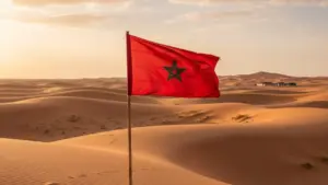 علم المغرب وسط الصحراء