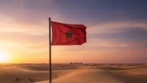 علم المغرب وسط الصحراء