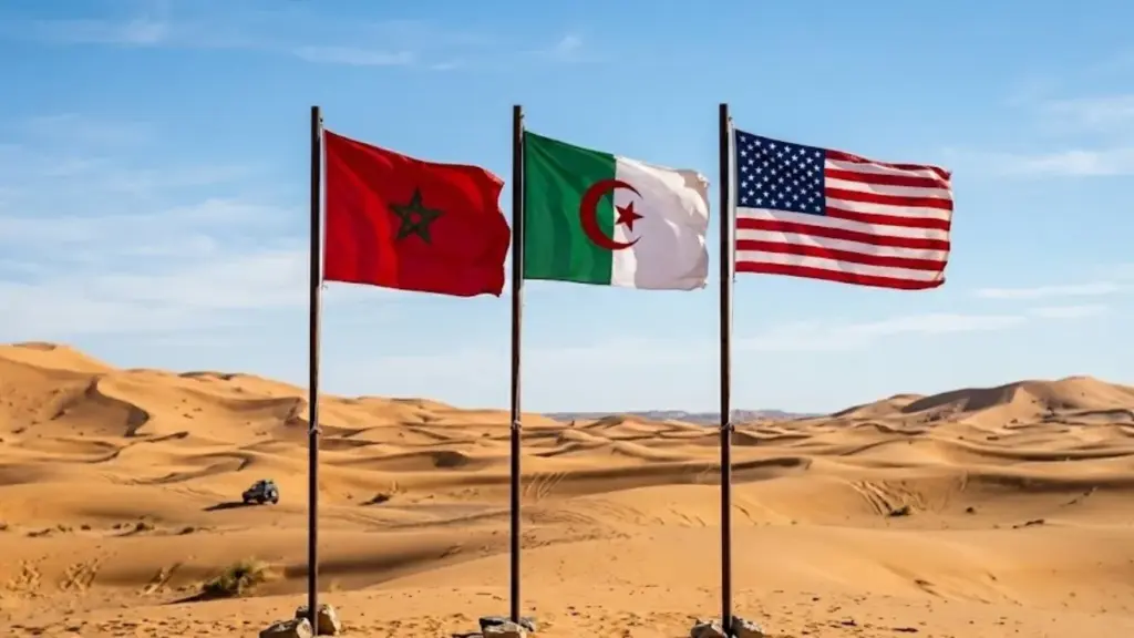 أعلام المغرب والجزائر وأمريكا