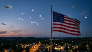 الأجسام الطائرة المجهولة والعلم الأمريكي ـ صورة تعبيرية ـ
