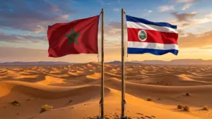 علمي المغرب وكوستاريكا بخلفية الصحراء المغربية