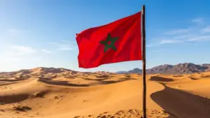 علم المغرب في قلب الصحراء المغربية