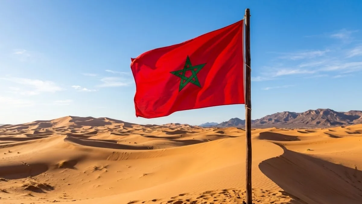 علم المغرب في قلب الصحراء المغربية