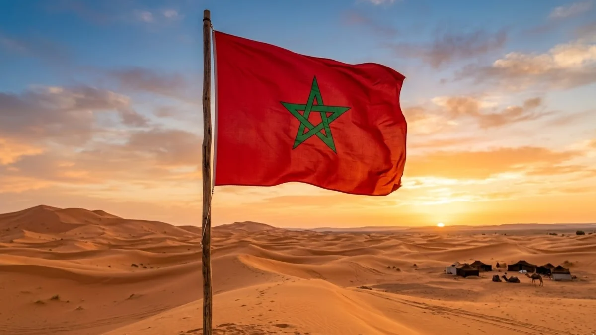 العلم وسط الصحراء المغربية