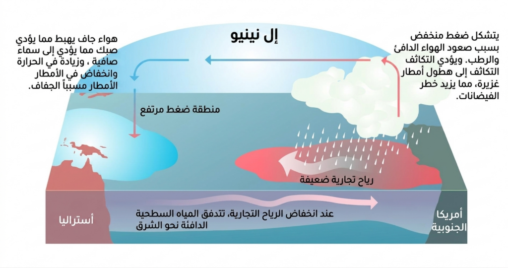 رسم توضيحي لظاهرة النينيو