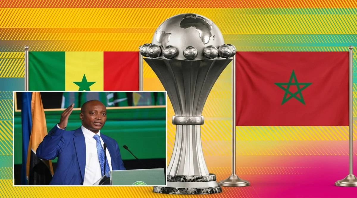 رئيس الكاف وعلمي المغرب والسنغال