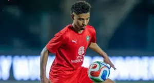 ياسين جسيم في إحدى الحصص التدريبية بقميص المنتخب المغربي