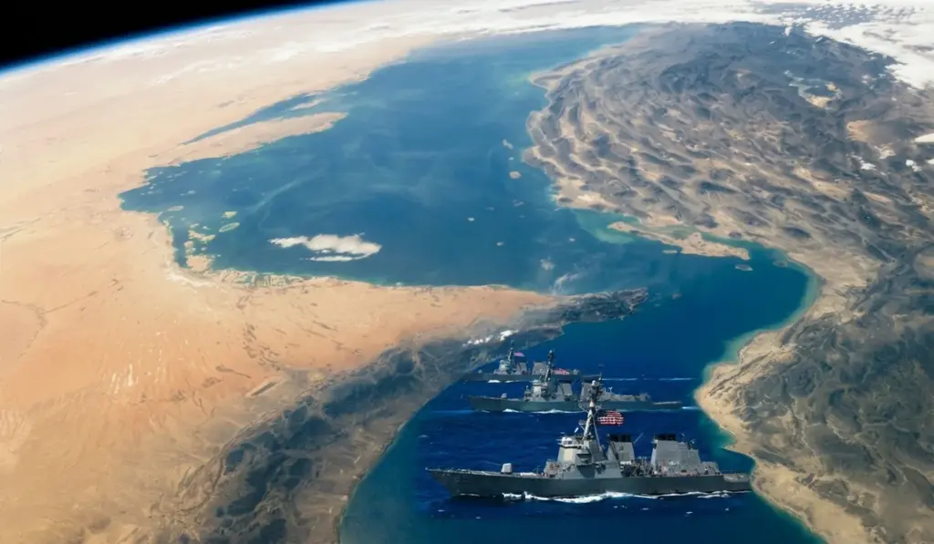 البحرية الأمريكية ومضيق هرمز ـ صورة مركبة