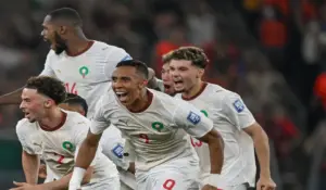 فرحة لاعبي المنتخب المغربي بالتأهل أمام هولندا/ المصدر: الجامعة