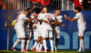 فرحة لاعبي المنتخب المغربي أمام اسكتلندا/ المصدر/ الجامعة الملكية