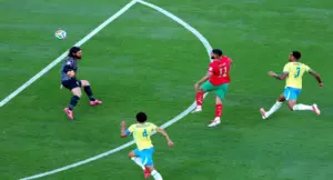 إسماعيل صيباري لحظة تسجيله للهدف أمام البرازيل