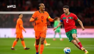 حكيمي لاعب منتخب المغرب وفان دايك لاعب هولندا ـ صورة مركبة ـ