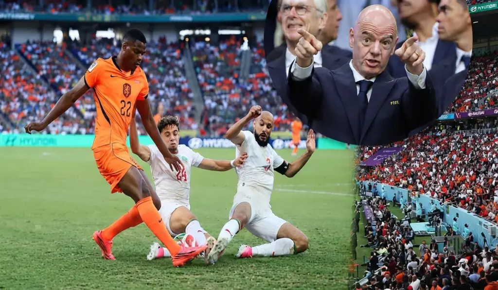 رئيس الفيفا ومباراة المغرب وهولندا ـ صورة مركبة ـ