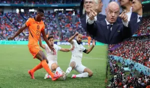 رئيس الفيفا ومباراة المغرب وهولندا ـ صورة مركبة ـ