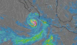 العاصفة «راشيل» بسواحل المكسيك/ المصدر: windy