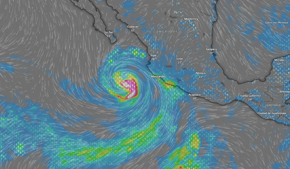العاصفة «راشيل» بسواحل المكسيك/ المصدر: windy
