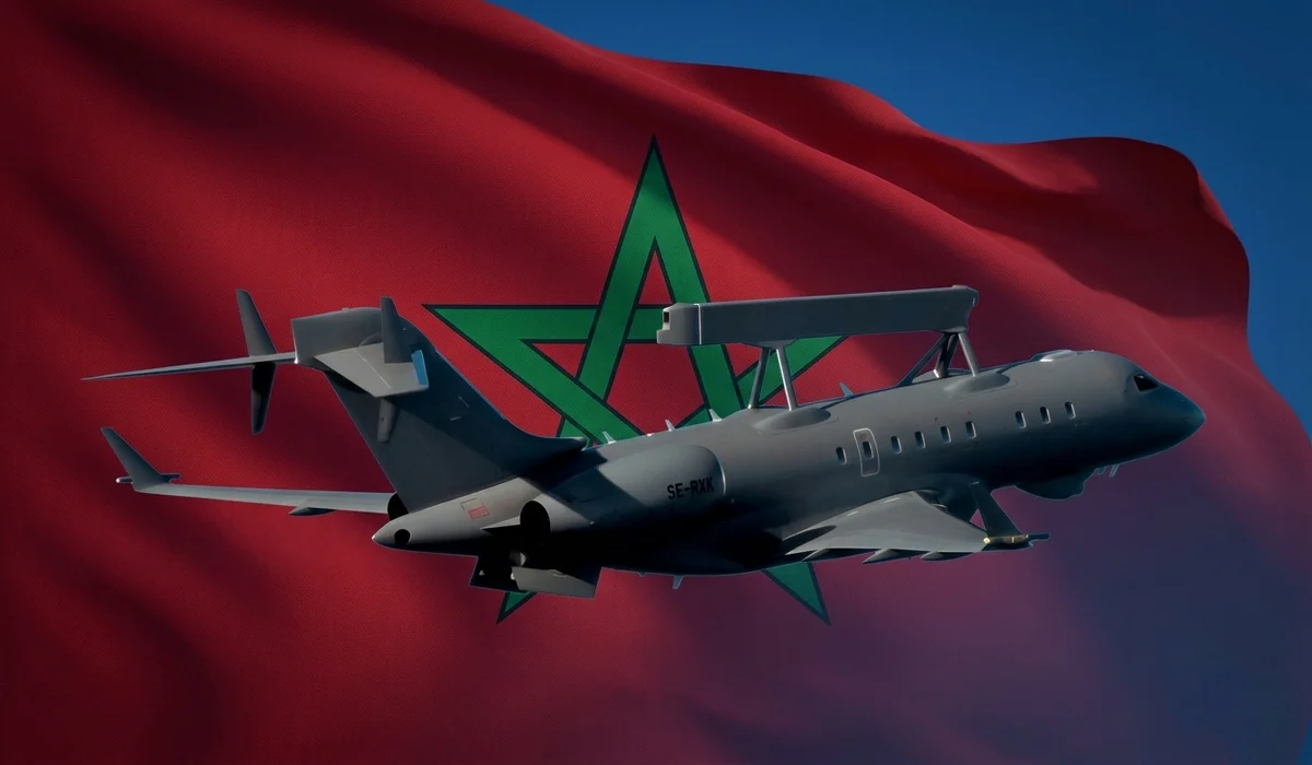 طائرة Global 6500 مع خلفية العالم المغربي ـ صورة مركبةـ